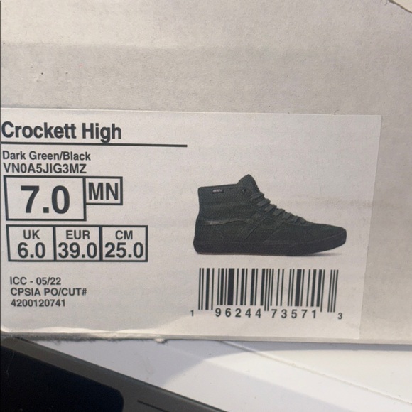 Vans Dark Green & Black Crocket High Tops With Extra Vans Brand Laces - Picture 8 of 8